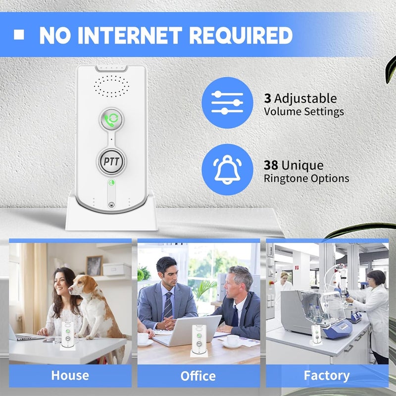 SmartTail 2 Way Intercom for Home,Wireless Intercom System Portable,Long Range,Push to Talk,3 Volume Control,Dual Channels,Intercoms for Home Office - Image 4